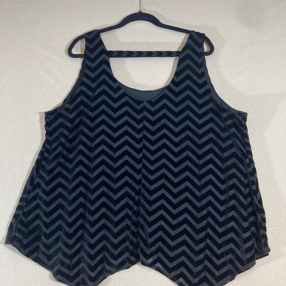 LANE BRYANT Chevron Velvet Burnout Tank Top Size 22/24 Asymmetrical Whimsigoth - Picture 6 of 8